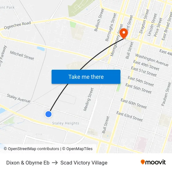 Dixon & Obyrne Eb to Scad Victory Village map