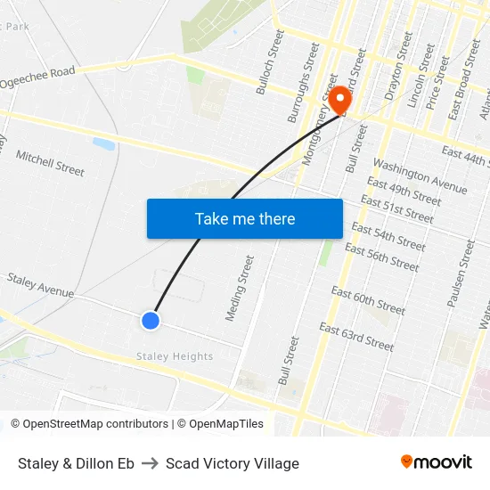 Staley & Dillon Eb to Scad Victory Village map