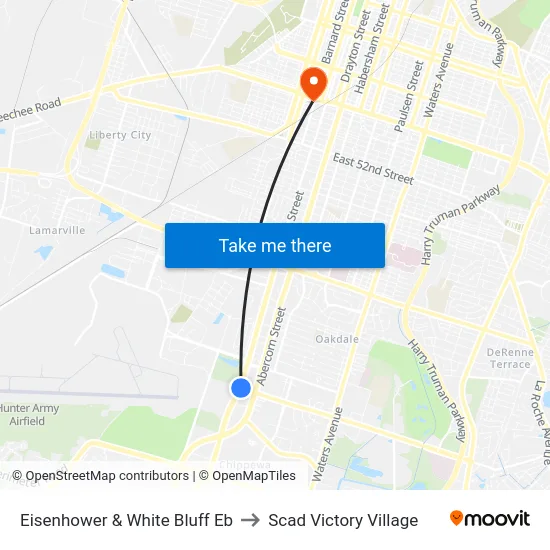 Eisenhower & White Bluff Eb to Scad Victory Village map