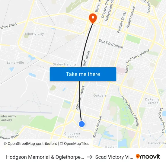 Hodgson Memorial & Oglethorpe Prof Nb to Scad Victory Village map