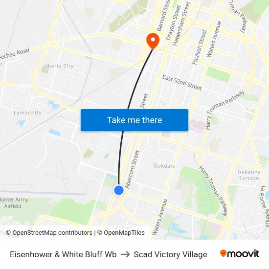 Eisenhower & White Bluff Wb to Scad Victory Village map