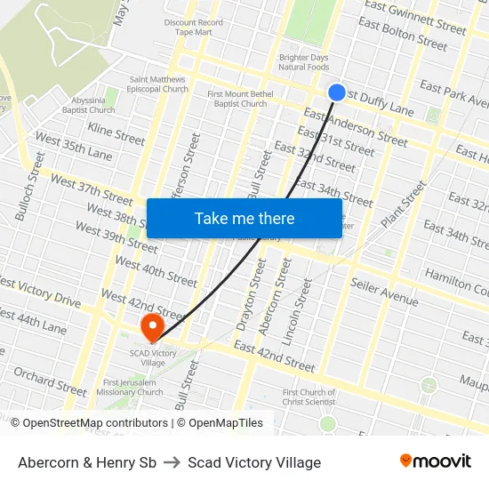 Abercorn & Henry Sb to Scad Victory Village map