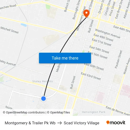Montgomery & Trailer Pk Wb to Scad Victory Village map