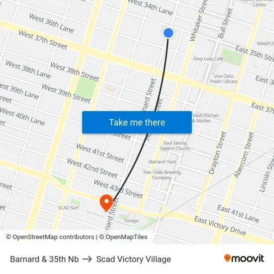 Barnard & 35th Nb to Scad Victory Village map