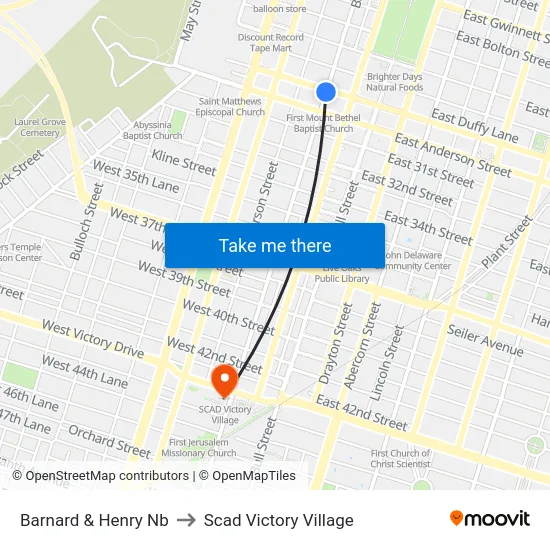 Barnard & Henry Nb to Scad Victory Village map
