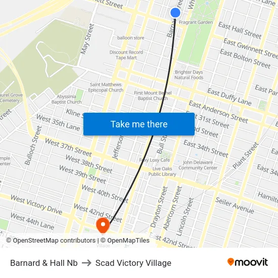 Barnard & Hall Nb to Scad Victory Village map