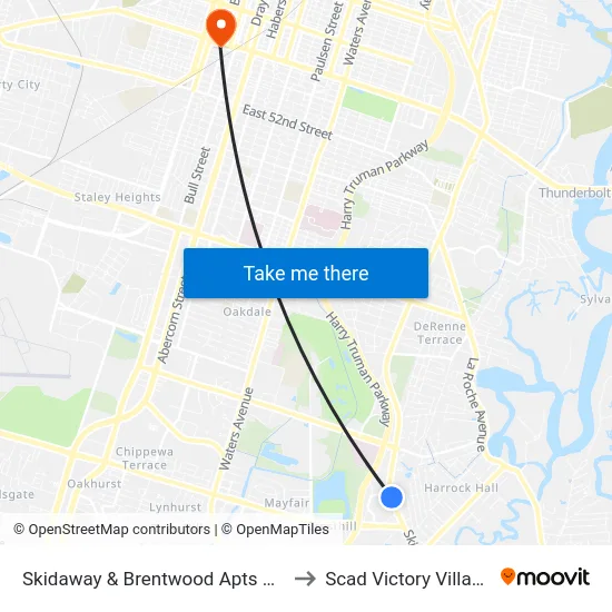 Skidaway & Brentwood Apts Nb to Scad Victory Village map