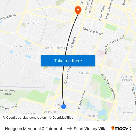 Hodgson Memorial & Fairmont Sb to Scad Victory Village map