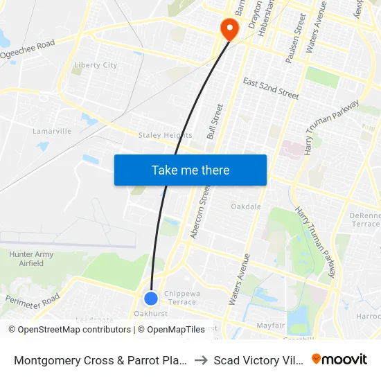 Montgomery Cross & Parrot Plaza Wb to Scad Victory Village map