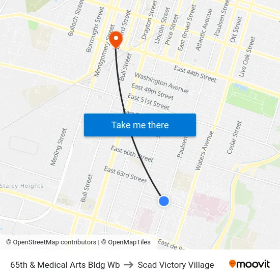 65th & Medical Arts Bldg Wb to Scad Victory Village map