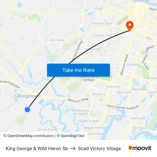 King George & Wild Heron Sb to Scad Victory Village map