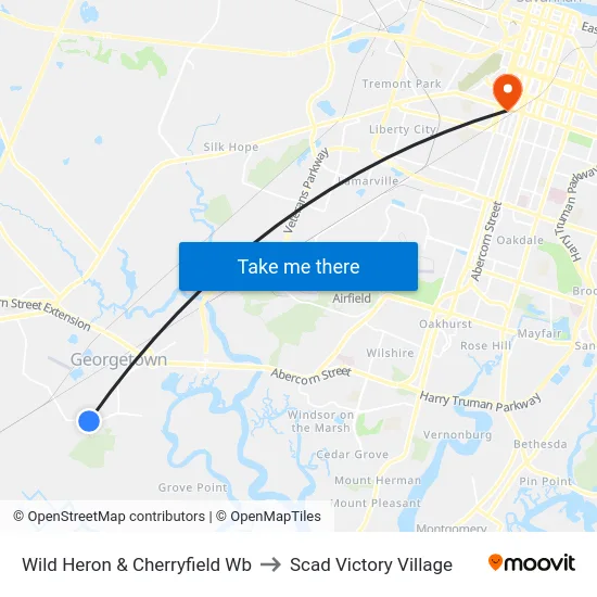 Wild Heron & Cherryfield Wb to Scad Victory Village map