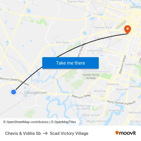 Chevis & Vidilia Sb to Scad Victory Village map