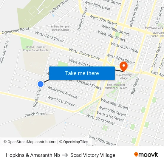 Hopkins & Amaranth Nb to Scad Victory Village map