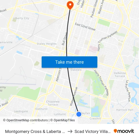 Montgomery Cross & Laberta Eb to Scad Victory Village map