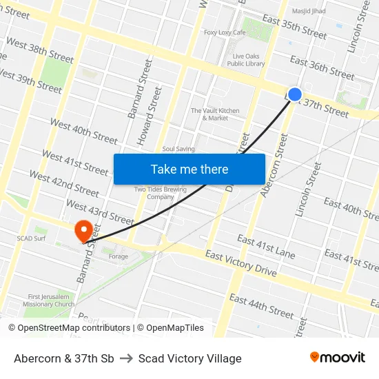 Abercorn & 37th Sb to Scad Victory Village map
