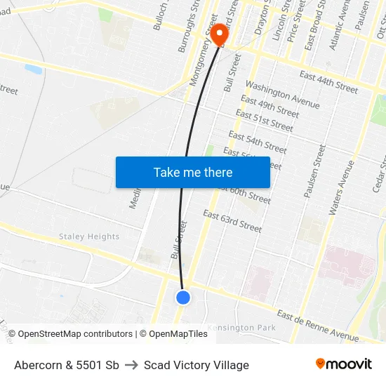 Abercorn &  5501 Sb to Scad Victory Village map