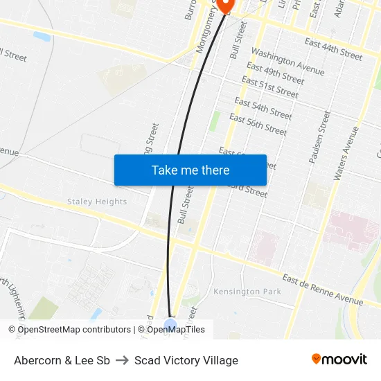 Abercorn & Lee Sb to Scad Victory Village map