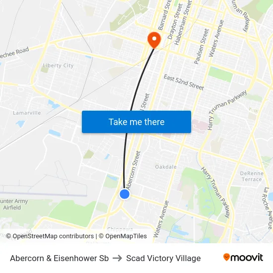 Abercorn & Eisenhower Sb to Scad Victory Village map