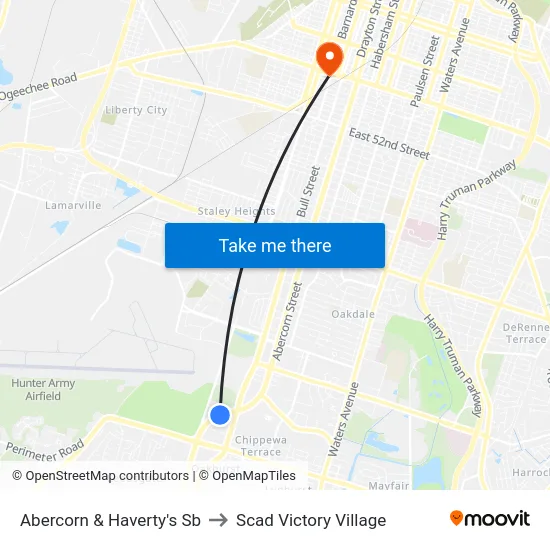 Abercorn & Haverty's Sb to Scad Victory Village map