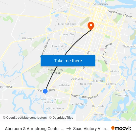 Abercorn & Armstrong Center Nb to Scad Victory Village map