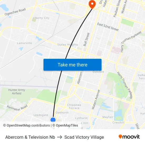 Abercorn & Television Nb to Scad Victory Village map