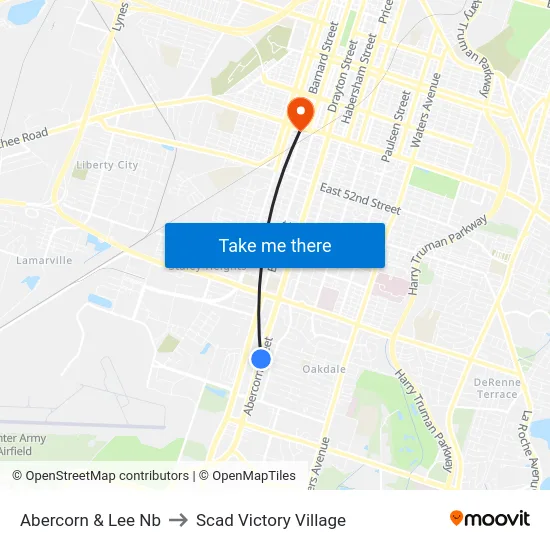 Abercorn & Lee Nb to Scad Victory Village map
