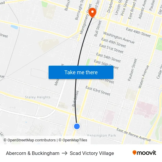 Abercorn & Buckingham to Scad Victory Village map