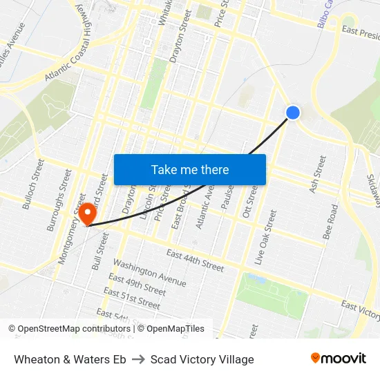 Wheaton &  Waters Eb to Scad Victory Village map