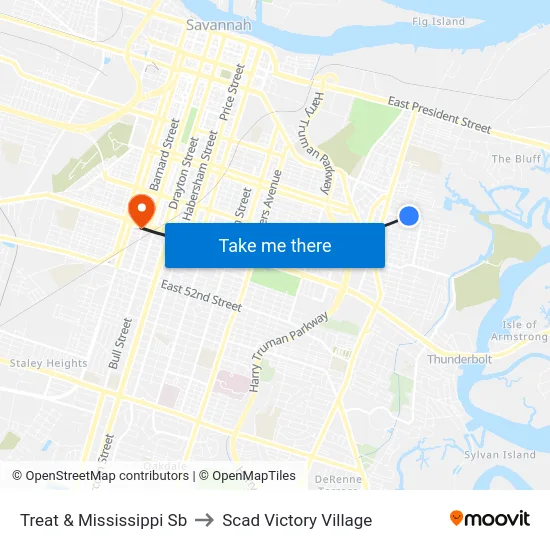 Treat & Mississippi Sb to Scad Victory Village map