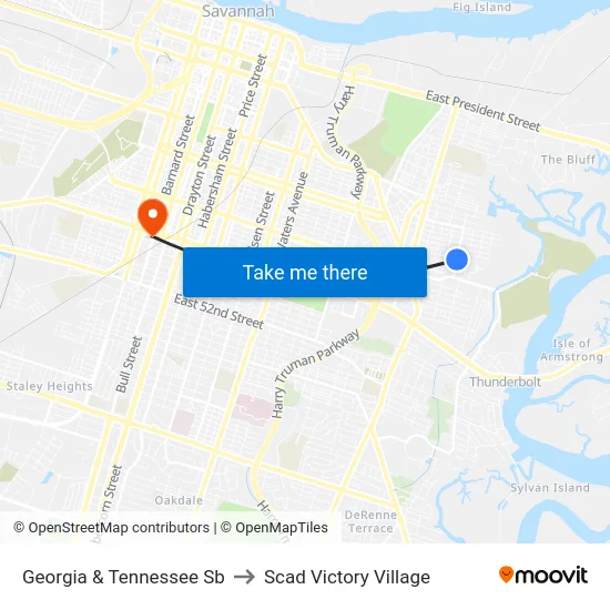 Georgia & Tennessee Sb to Scad Victory Village map
