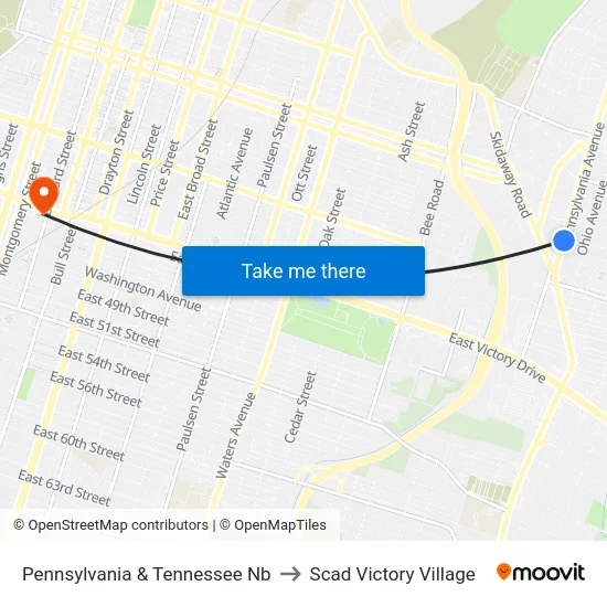Pennsylvania & Tennessee Nb to Scad Victory Village map