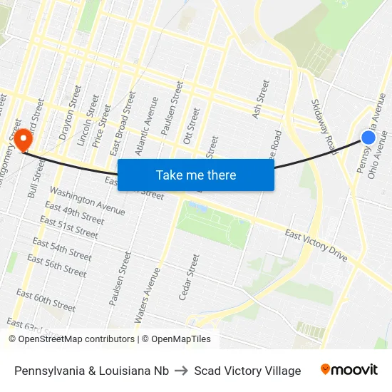 Pennsylvania & Louisiana Nb to Scad Victory Village map