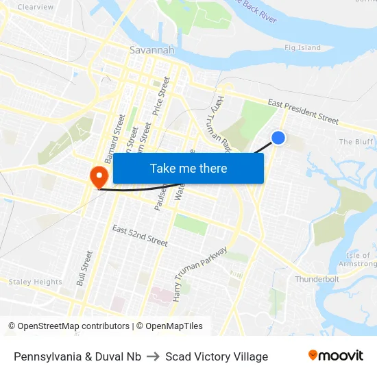Pennsylvania & Duval Nb to Scad Victory Village map