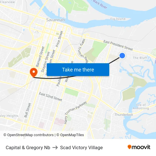 Capital & Gregory Nb to Scad Victory Village map