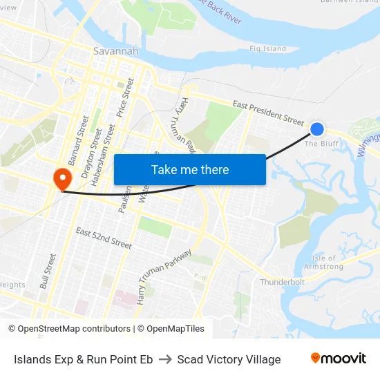 Islands Exp & Run Point Eb to Scad Victory Village map