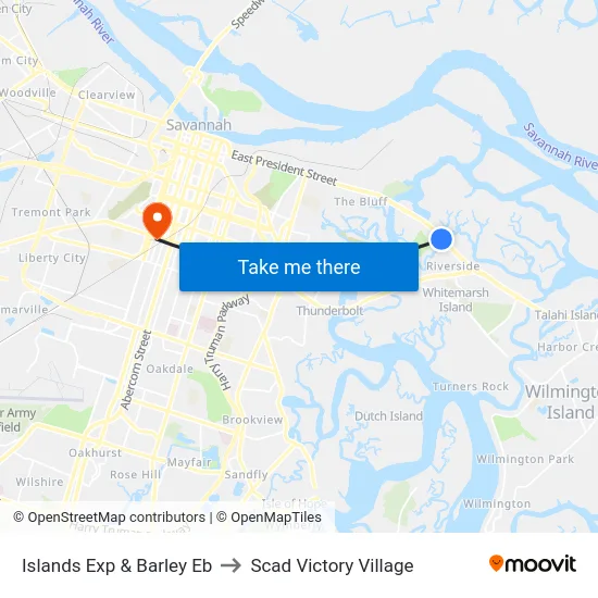 Islands Exp & Barley Eb to Scad Victory Village map