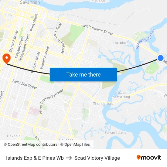 Islands Exp & E Pines Wb to Scad Victory Village map