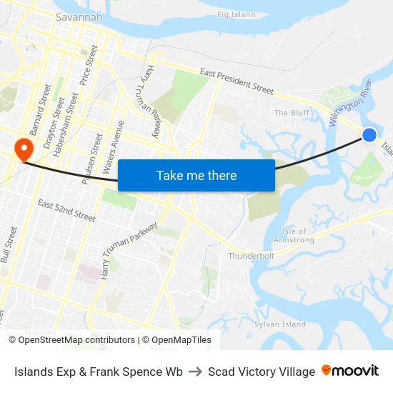 Islands Exp & Frank Spence Wb to Scad Victory Village map