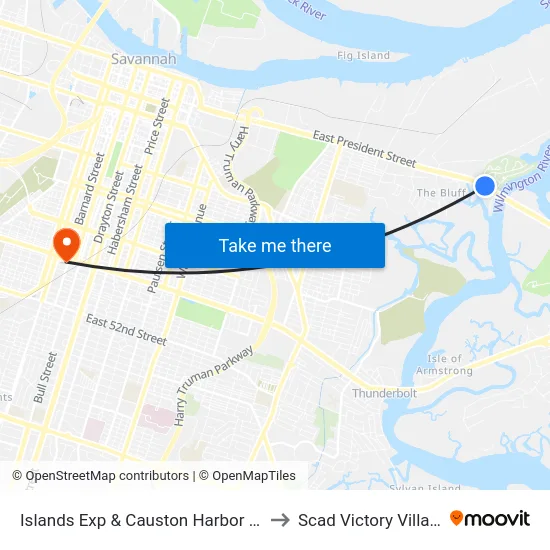 Islands Exp & Causton Harbor Wb to Scad Victory Village map