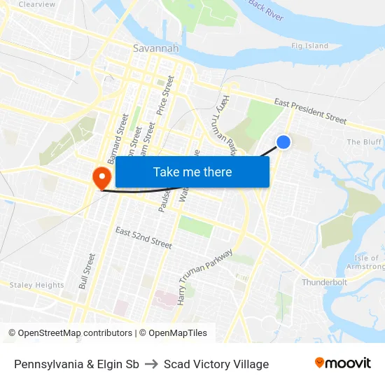 Pennsylvania & Elgin Sb to Scad Victory Village map