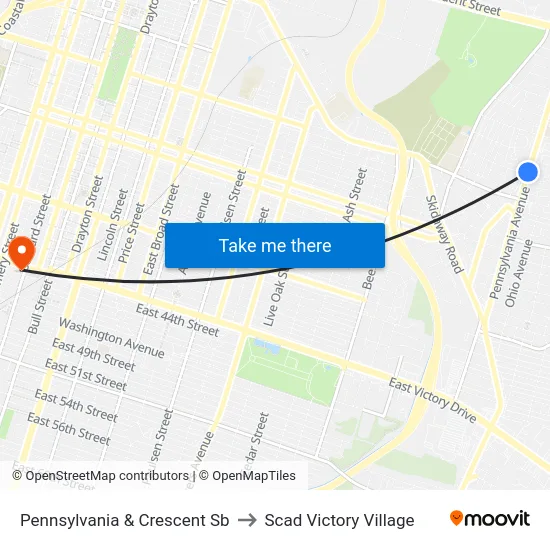 Pennsylvania & Crescent Sb to Scad Victory Village map