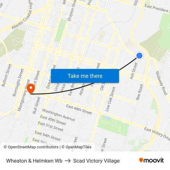 Wheaton & Helmken Wb to Scad Victory Village map