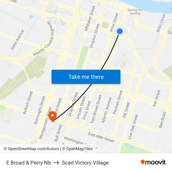 E Broad & Perry Nb to Scad Victory Village map