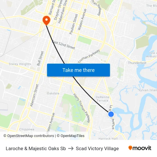 Laroche & Majestic Oaks Sb to Scad Victory Village map