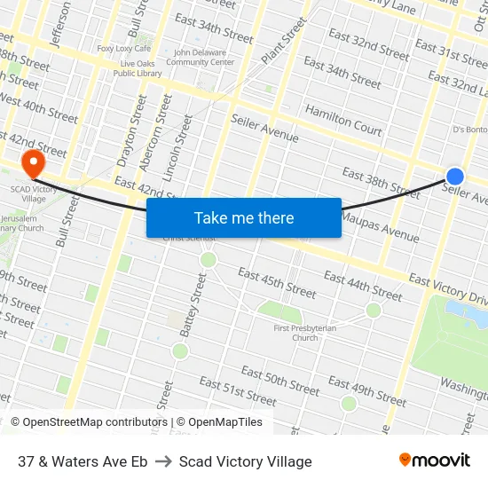 37 & Waters Ave Eb to Scad Victory Village map