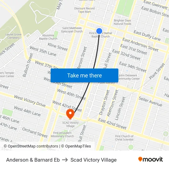 Anderson & Barnard Eb to Scad Victory Village map