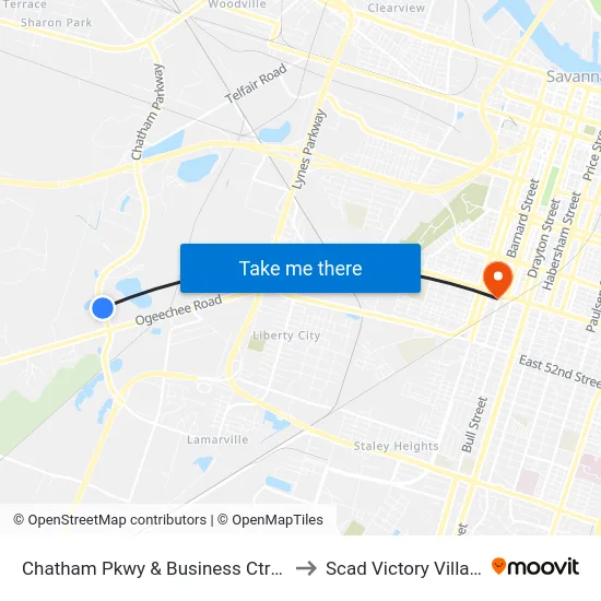 Chatham Pkwy & Business Ctr Nb to Scad Victory Village map