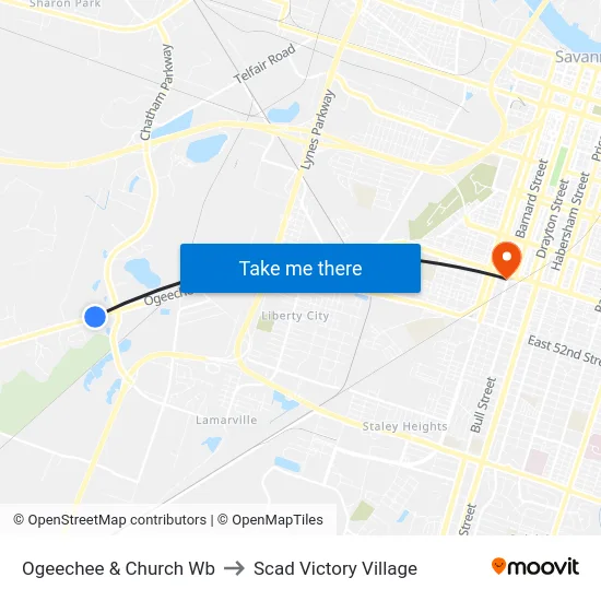 Ogeechee & Church Wb to Scad Victory Village map