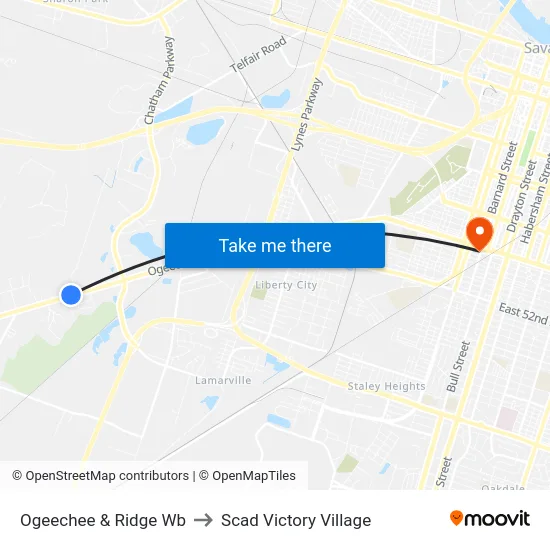 Ogeechee & Ridge Wb to Scad Victory Village map